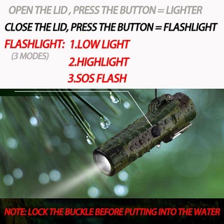 【Ready Stock】▬☇♞Green Flashlight Lighter Outdoor Waterproof Dual Arc Camouflage Rechargeable Zippo (9)