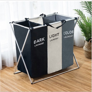 3 grids X-Shape Printed Collapsible waterproof Dirty Clothes Laundry wash Basket Hamper Sorter