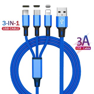 3-in-1 Fast Charging Cable,Micro USB, TYPE-C, iPhone USB braided Nylon Data Cable,Suitable For Apple, Android and Huawei phones