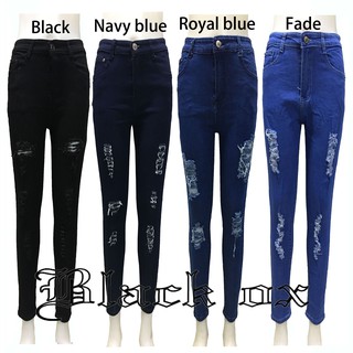 High Waist Pants Ripped Jeans Skinny Strechable #832