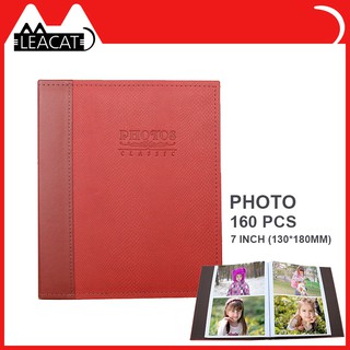 Ready Stock【 Leacat 】 5R 7 inch photo album PP interstitial retro creative leather photo album 160 photo storage album