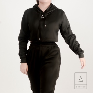 Adorno Hustle Cropped Hoodie for Women - Dancer Jacket Crop Top Hood Streetwear Activewear Costume W (3)