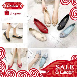 LSTAR Wedge High quality handmade leather Korean Women Flat Doll shoes Half shoes For ladies