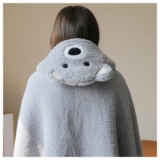 Hooded Cloak Style Thickened Blanket Cashmere Office Nap Blanket Nap Blanket Shawl Blankets (9)