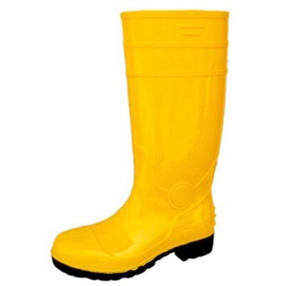 Rain Boots☼❍Boots☇Smooth rain boots PVC rubber safety boots (yellow/white)
