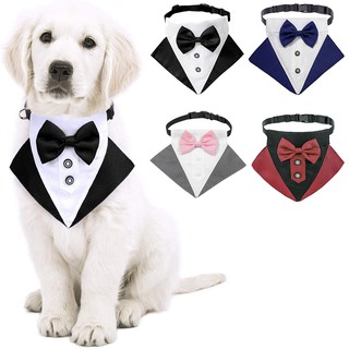 Dog Tuxedo Bandana Collar Pet Wedding Bow Tie Scarf Adjustable Dog Neckerchief Bowtie Collar Black P