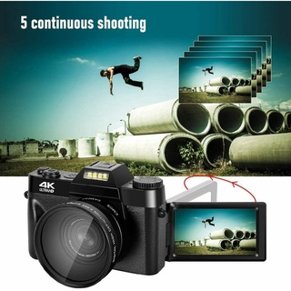 4K 48MP Digital Camera 30FPS WI-FI 16X Vlogging Camera with Wide Angle Lens Macro Lens 67aI