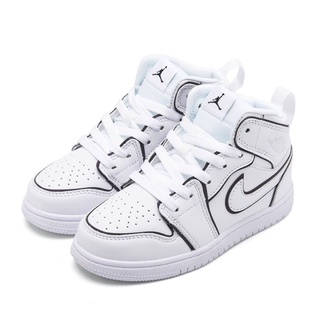 Air Jordan 1 AJ1 leather for kids shoes boy's and girl's basketball shoes white/black COD