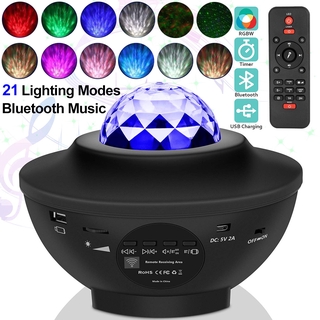 Led Star Projector Night Light Galaxy Starry Night Lamp Ocean Wave Projector With Music Bluetooth Speaker Remote Control