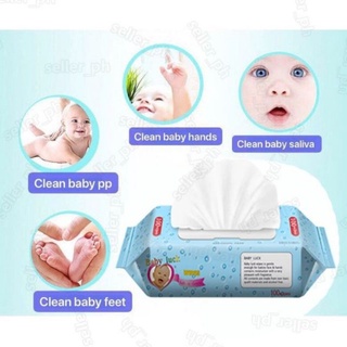 ◙Newborn Kids Clean Care Baby Wipes AlcoholFree Wet Wipes With Cover 60sheets /1 pack
