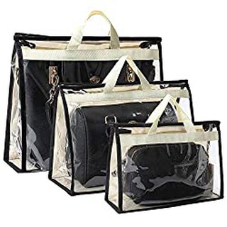 Handbag Storage Dust Cover Bag Transparent Anti-dust Bag for Hanging Closet with Zipper and Handle