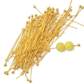 100pcs Gold Plated Ball Head Pins 1.18 Inch Length 0.5mm For Jewlery Making