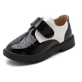 New 2021 Toddler Boy Shoes Black White Leather Shoes Wedding Party Performance Oxford Shoes for Girl