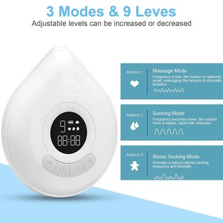 Real Bubee Rechargeable Breast Pump Portable Painless Strong Suction 3 Modes & 9 Levels (2)