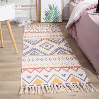 Ethnic Style Cotton and Linen Floor Mats Retro Plain Tapestry Handmade Carpet Study Bedroom Sofa Cushion Home Decoration