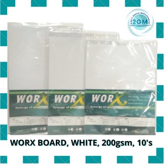 WORX BOARD SPECIALTY PAPER, 200gsm, 10's (WHITE AND PALE CREAM) SIZES: Short, A4, Long