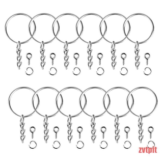 zvtpit 150pcs Key Ring with Chain Split Jump Rings with Screw Eye Pins DIY Keychain Pi