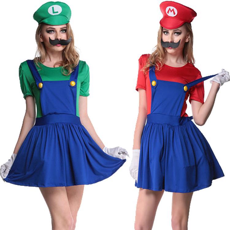Louis Mario Super Marie Cosplay Costume Girls Women Dress