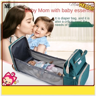 travel organizer∋2021 new foldable crib, portable mother bag, large capacity baby trailer and bag