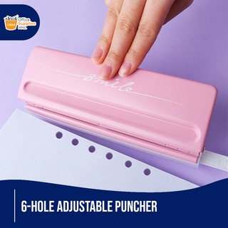 KW-TRIO Adjustable 6-Hole Desktop Punch Puncher for A4 A5 A6 B7 Dairy Planner Six Ring Binder