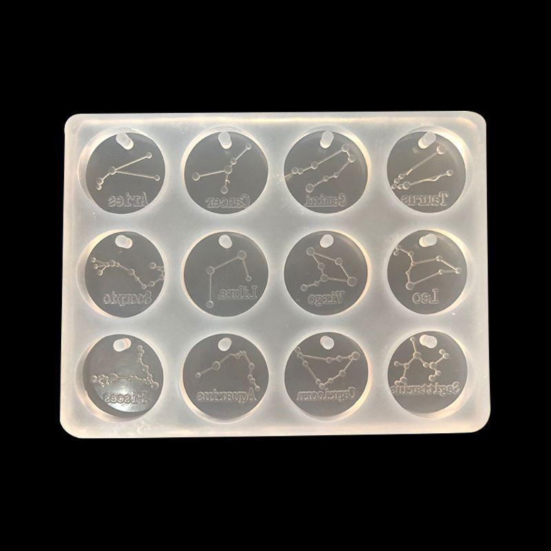 Epoxy Resin Silicone Mold 12 Constellations Discs Pendant Jewelry Making Tools (1)