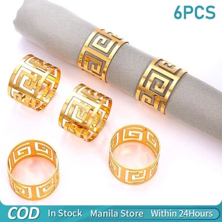 6 Pcs European Napkin Ring Fabric Napkin Buckle Gold Napkin Ring Table Decoration Accessories