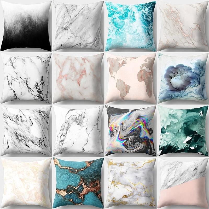 Pillow Case Geometric Marble Texture Elegant Lines Cushion (1)