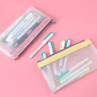 Frosted translucent simple PU creative pencil bag (1)