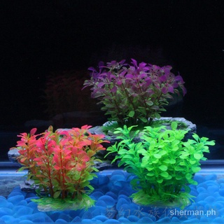Artificial Water Plants Fish Tank Scenery Decoration Wine Red Small Set Prospect Grass Environmental Protection Plastic Multi-Color Optional