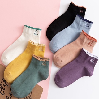 Set of 7 pair Amor Weekly Socks Kawaii Fashion Female Ankle Socks 7Colors With Free Pouch