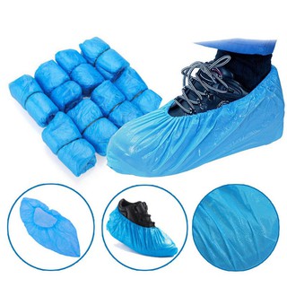 100 pieces of disposable plastic shoe cover foot cover-blue