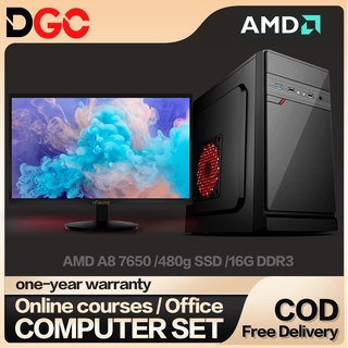 〖Brand New〗 Office Desktop computer set AMD A8-7650 19/24 in LED Monitor PC gaming computer full set