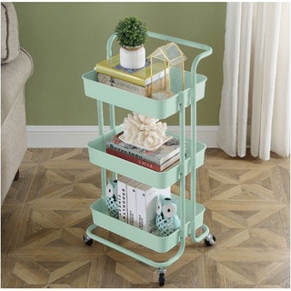 【spot】 DHD NEW 3-Tier Kitchen Utility Trolley Cart Shelf Storage Rack Organizer with Wheels and Hand