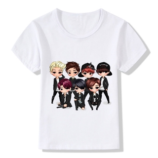 Children Summer Cartoon BTS Bangtan Boys Design Funny T-Shirt Kids Baby Clothes Boys Girls JUNG/KOOK/JIMIN/SUGA Tops Tee