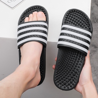 Summer Men's Slippers Slides Comfortable Massage EVA Shoes Male Soft Black White Stripes Casual Slip