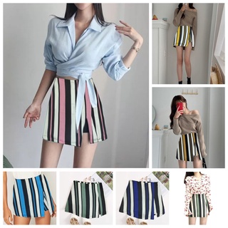 Stripes Design Skort (Skirt+Short) Trendy For Women Sexy Style JB97
