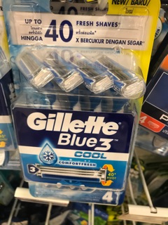 Gillette Gillete Gilette Gilete Blue Cool 3 Shave Feather Mustache Underarm contents 2 4 fresh shaves ORIGINAL
