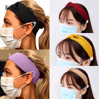 We Flower Elastic Mask Holder Button Headband Headwrap Hair Band Ear Protector Women Men Sports Yoga Running Exercise Headwear for Adult Hair Styling Accessories