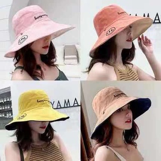 Night Cap Smiley Hat Fashion Suncreen Summer hat Women's Reversible Bucket Hat Beach Hat