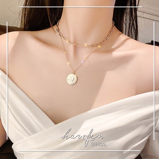 Women Necklace Korean Version Fashion Necklace Multi-layered Coin Necklace Sliver