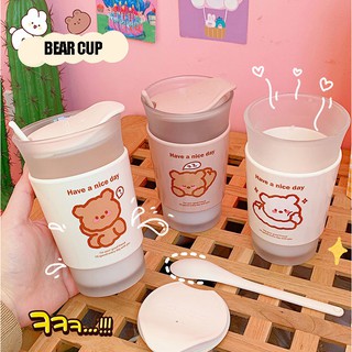 <24h delivery>W&G Creative bear frosted glass Double layer coffee cup spoon Insulation glass cup