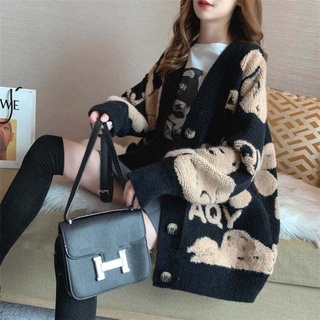 2021 Korean Sweater Coat Women's New Lazy Korean Style Loose Knit Cardigan Sweater Women's Cardigan