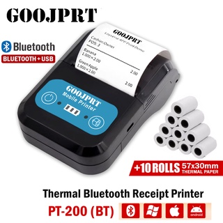 Goojprt PT-200 Portable Bluetooth Thermal Printer Handheld 58mm Receipt Printer for Mini Printer