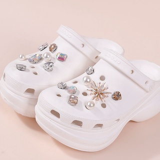 Crystal Flower Jibbitz Gems Croc Jibbitz Set for Women Pearl Croc Bae Clog Shoes Accessories