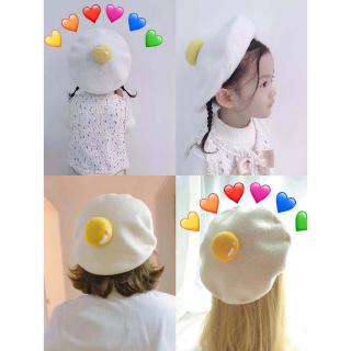Children Girl Autumn Winter Cute Casual Warm Durable All-Matched Poached Eggs Beret Hat