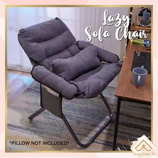 Foldable Lazy Sofa Chair Gray Move Anywhere Home Office Lounge Balcony Chair Single Folding Chair