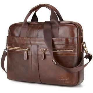 Business Men Leather Bag Cowhide Laptop Handbags Single Shoulder Messenger Briefcase Oil Wax Cowhide