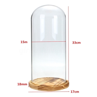 {Sales promotion}Decorative Glass Dome Wooden Base Cloche Bell Jar Di