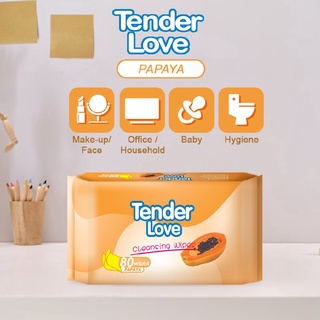 Tender Love Cleansing Wipes 80's Pack of 12 (Papaya and Sweet Delights)