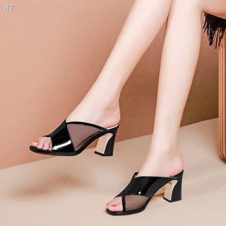 ❐◕❖Peep Toe High Thick Heeled Slippers Mesh Outdoor Sandals for Women (6)